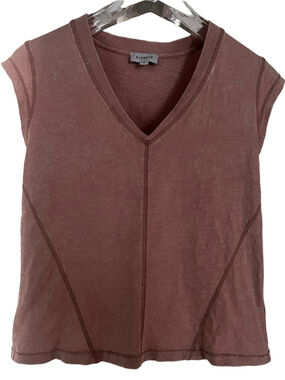 Evereve V-Neck Cap Sleeve Top Mineral-Washed Mauve Tone - Size XS